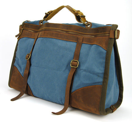 Image of Large Vintage Canvas and Leather Travel Duffel