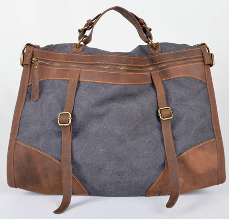 Image of Large Vintage Canvas and Leather Travel Duffel