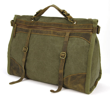 Image of Large Vintage Canvas and Leather Travel Duffel