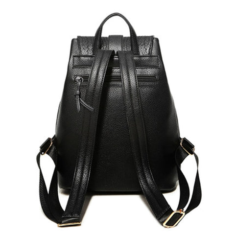 Image of NEW Black Leather Casual Backpack for Women