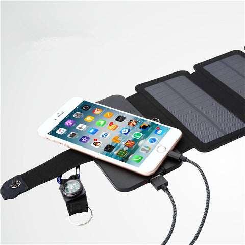 Image of 7.5W Solar Panel 5V USB Output Foldable Solar Power Charger for Smartphone with Power Bank Holder