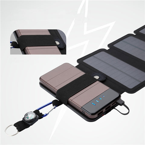 Image of 7.5W Solar Panel 5V USB Output Foldable Solar Power Charger for Smartphone with Power Bank Holder