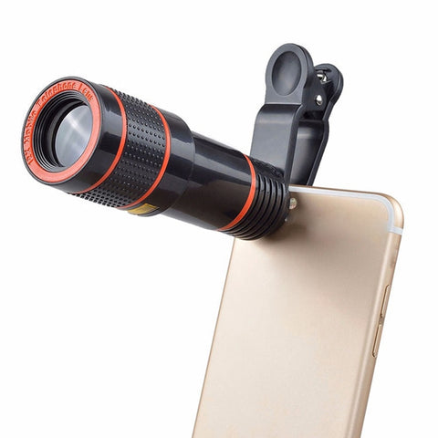 Image of Cell Phone Camera Lens, 12X Zoom Telephoto Universal Clip On Lens Kit for iPhone, Samsung, or Android