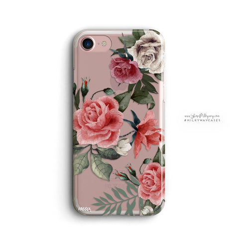 Image of Clear Rose Floral Phone Cover