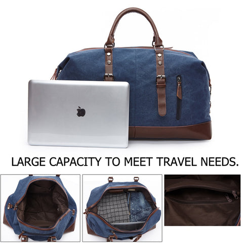 Image of M Royal Extra Large Canvas Leather Carry on Tote