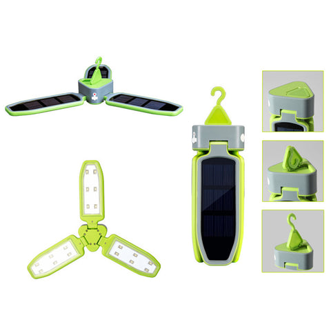 Image of Clover-shaped 18 Led Camping Tent Lantern Light Flashlight Foldable Rechargeable Battery Powered By USB Charging,Solar Panel