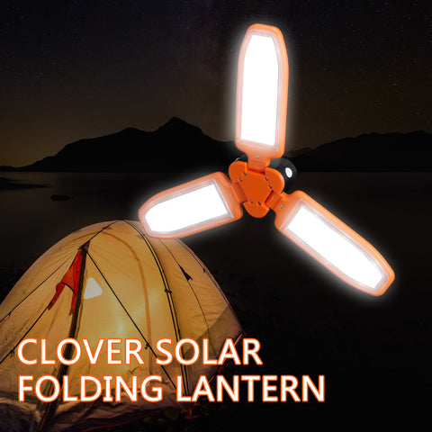 Image of Clover-shaped 18 Led Camping Tent Lantern Light Flashlight Foldable Rechargeable Battery Powered By USB Charging,Solar Panel