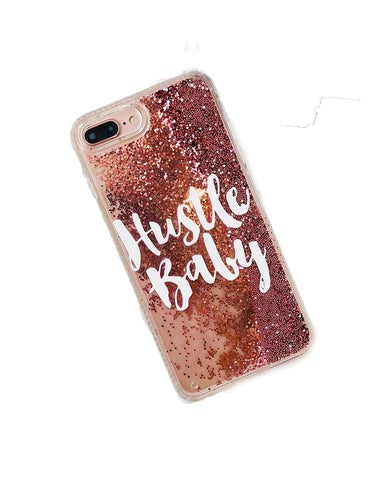 Image of Hustle Baby Pink Glitter Liquid iPhone Case