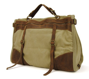 Large Vintage Canvas and Leather Travel Duffel