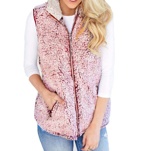 Women's Warm Faux Fur Zip Up Sherpa Vest