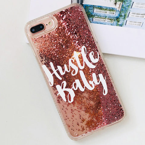 Image of Hustle Baby Pink Glitter Liquid iPhone Case