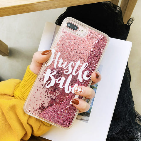 Image of Hustle Baby Pink Glitter Liquid iPhone Case