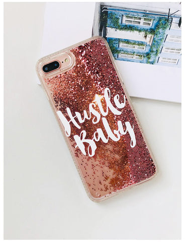 Image of Hustle Baby Pink Glitter Liquid iPhone Case