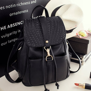 NEW Black Leather Casual Backpack for Women