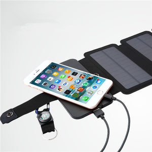 7.5W Solar Panel 5V USB Output Foldable Solar Power Charger for Smartphone with Power Bank Holder