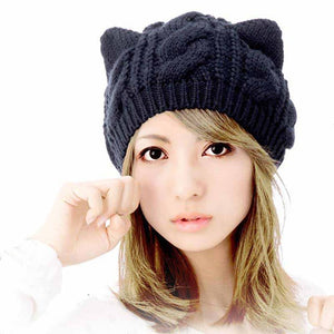 Snow Kitten Knit Beanie