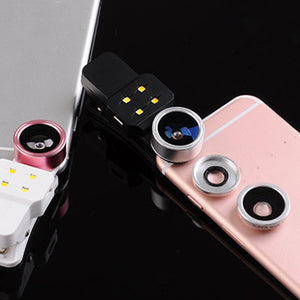 External Phones Lens Clip -Macro Wide Lens  Beauty Selfie Ring Light