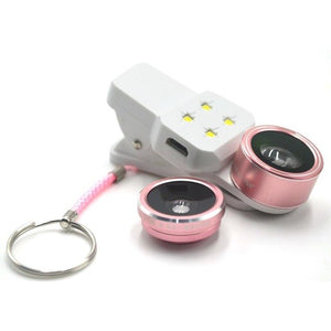 External Phones Lens Clip -Macro Wide Lens  Beauty Selfie Ring Light