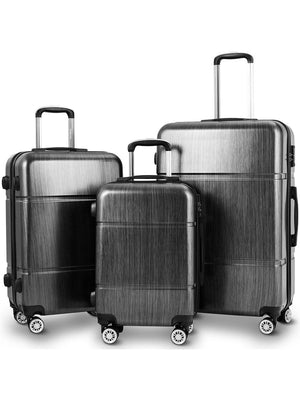 Gun Metal Sleek Travel Rolling Suitcase Set