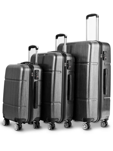 Image of Gun Metal Sleek Travel Rolling Suitcase Set