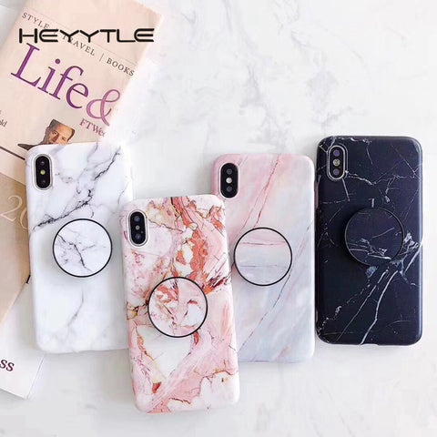 Image of Marble Pattern iPhone Case with matching Pop Socket