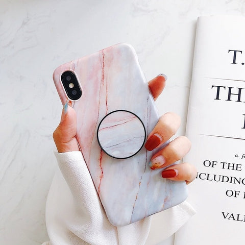 Image of Marble Pattern iPhone Case with matching Pop Socket