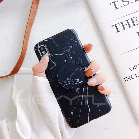 Image of Marble Pattern iPhone Case with matching Pop Socket